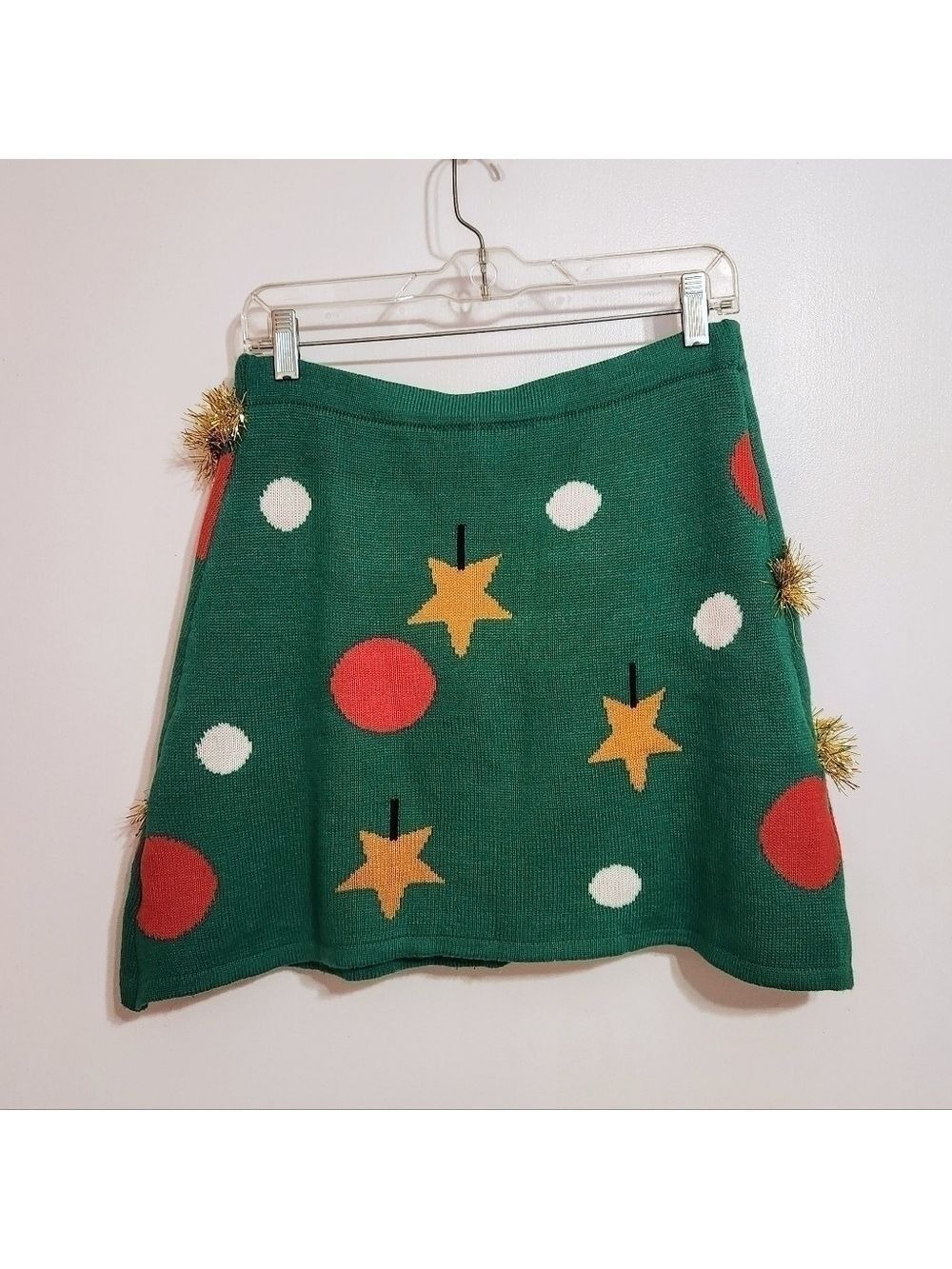With Love Derek Green Gold Tinsel Knit Mini Skirt Large - Picture 5 of 9